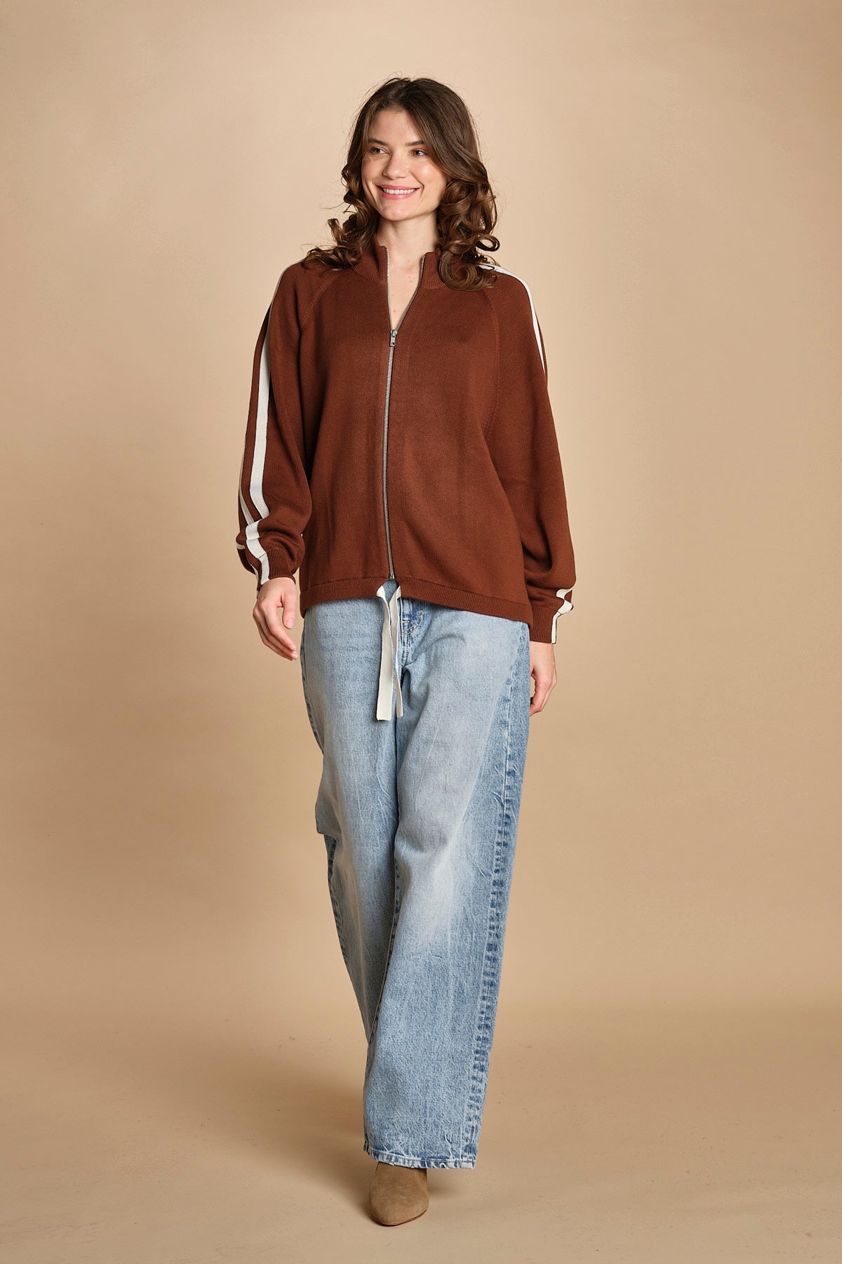 maglia bande con zip ANGIX COFFEE bellerose 