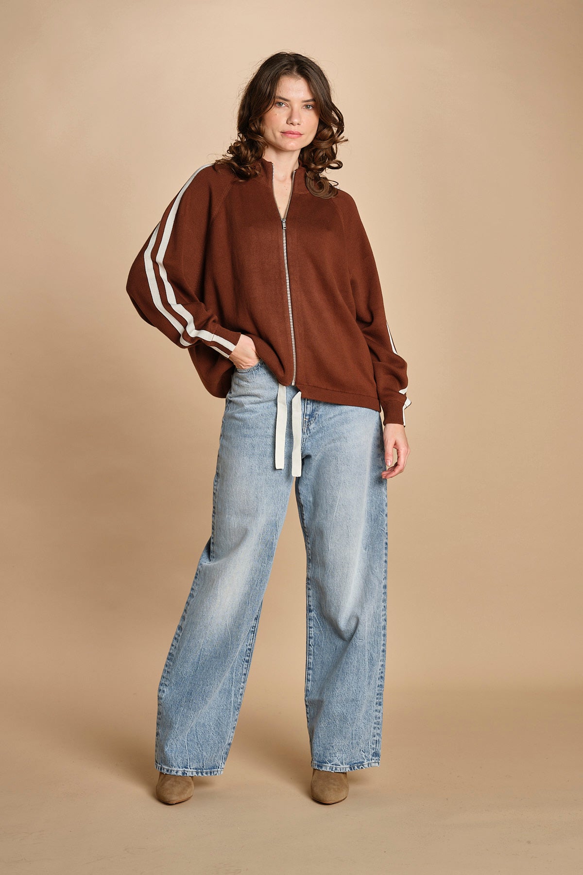 maglia bande con zip ANGIX COFFEE bellerose 
