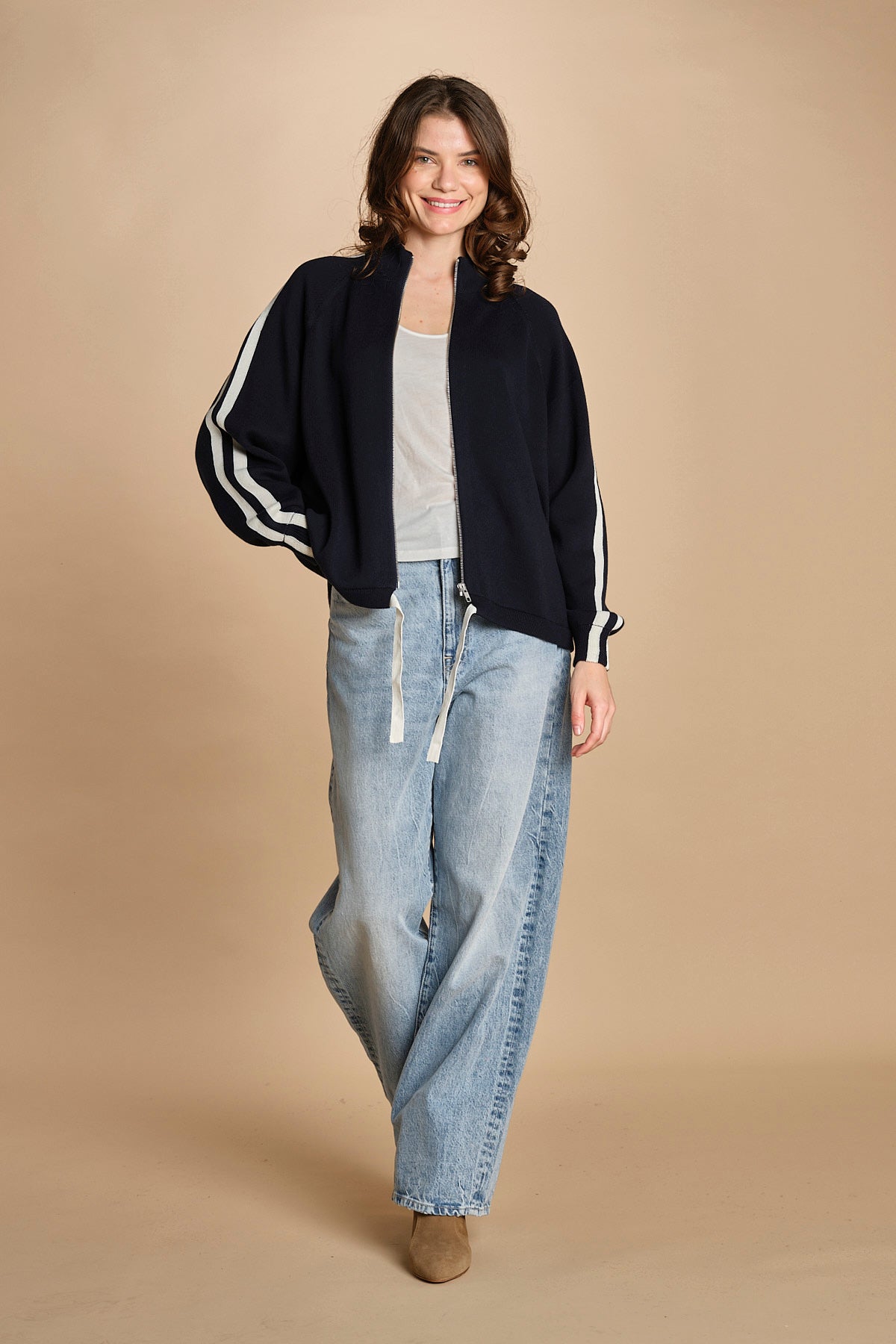 maglia bande con zip ANGIX NAVY bellerose 