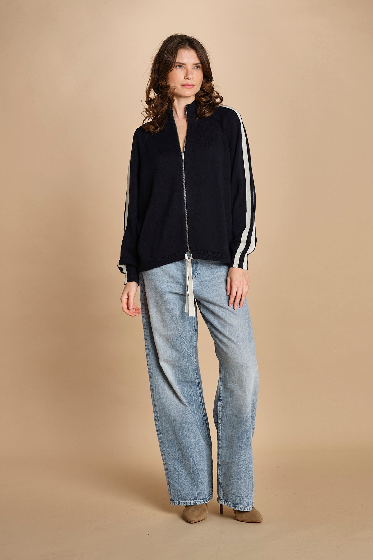 maglia bande con zip ANGIX NAVY bellerose 