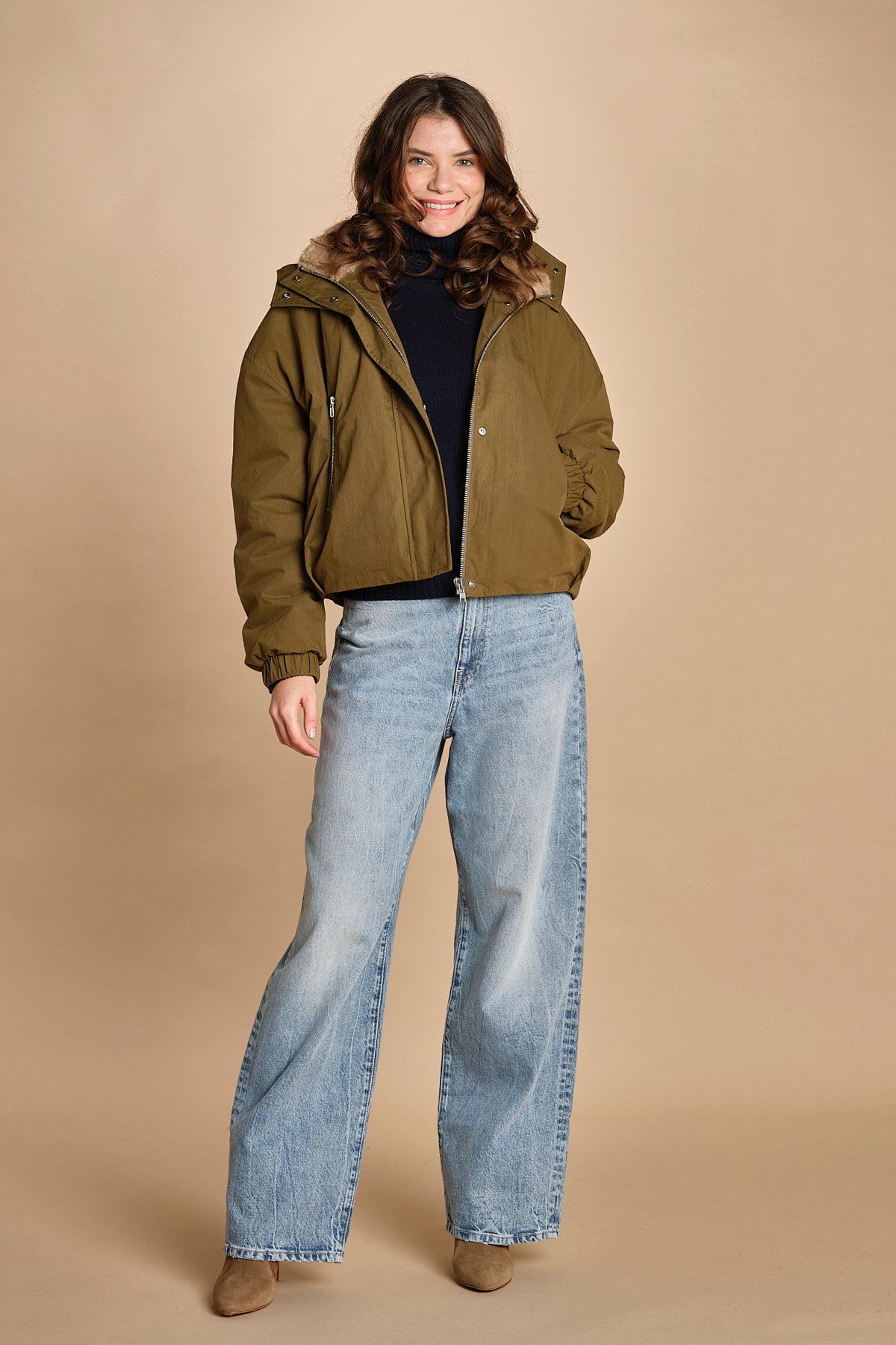 giubbotto in nyloncon interno pelo HERNA MILITARY bellerose 