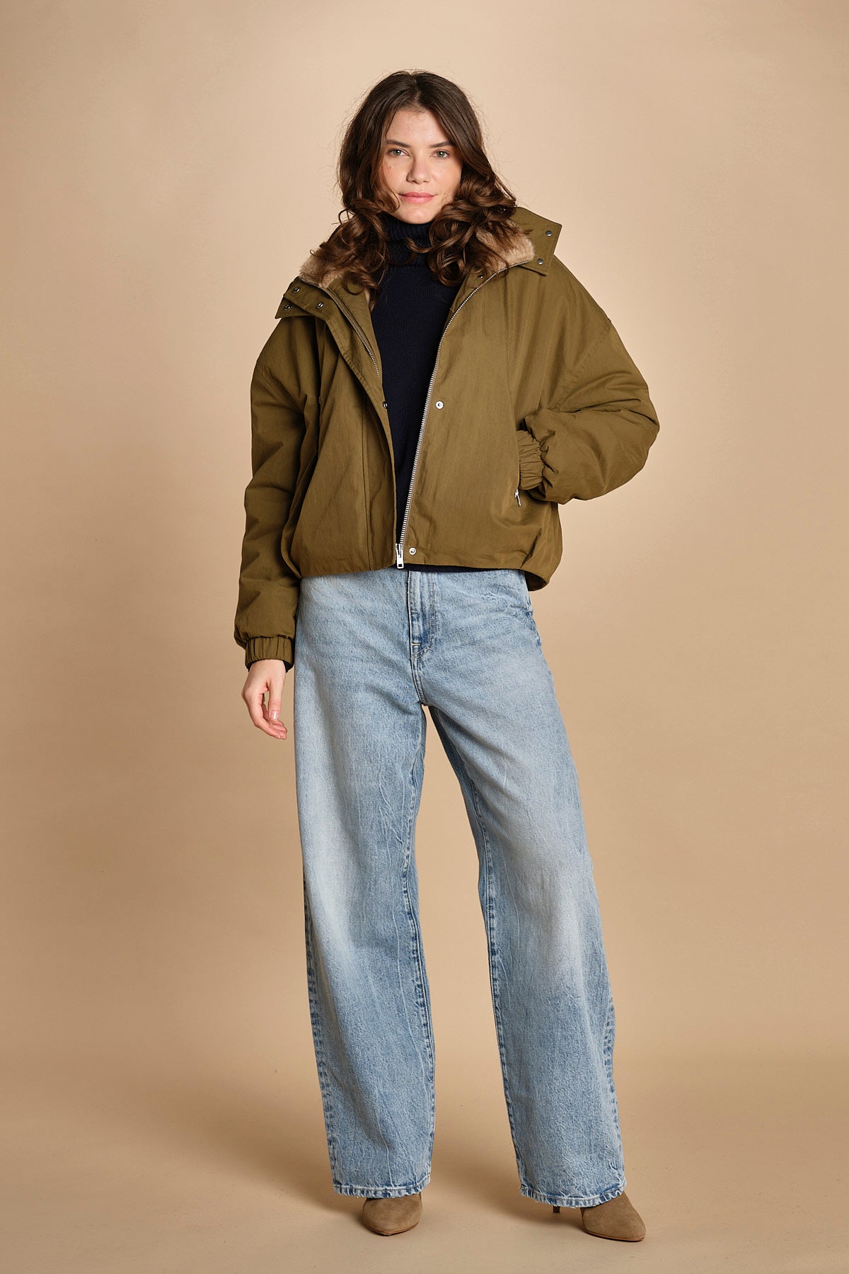 giubbotto in nyloncon interno pelo HERNA MILITARY bellerose 