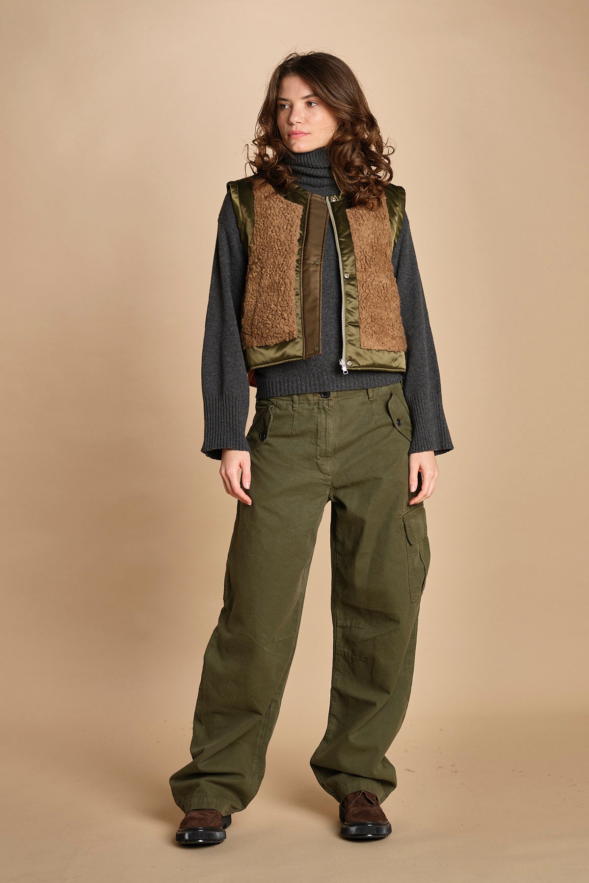 gilet reversibile in nylon e ecopelliccia JENSA CBA COMBO bellerose 
