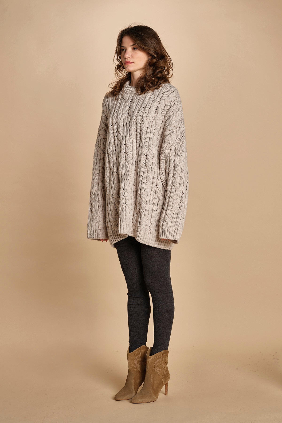 maglia over con trecce NESK SABLE bellerose 