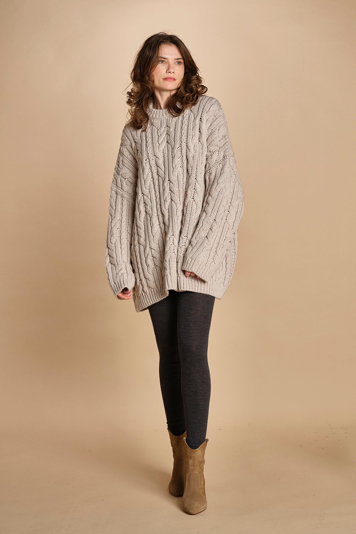 maglia over con trecce NESK SABLE bellerose 