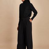 pantalone con pinces in lana NINA PLEAT CA1398 BLACK berwich 