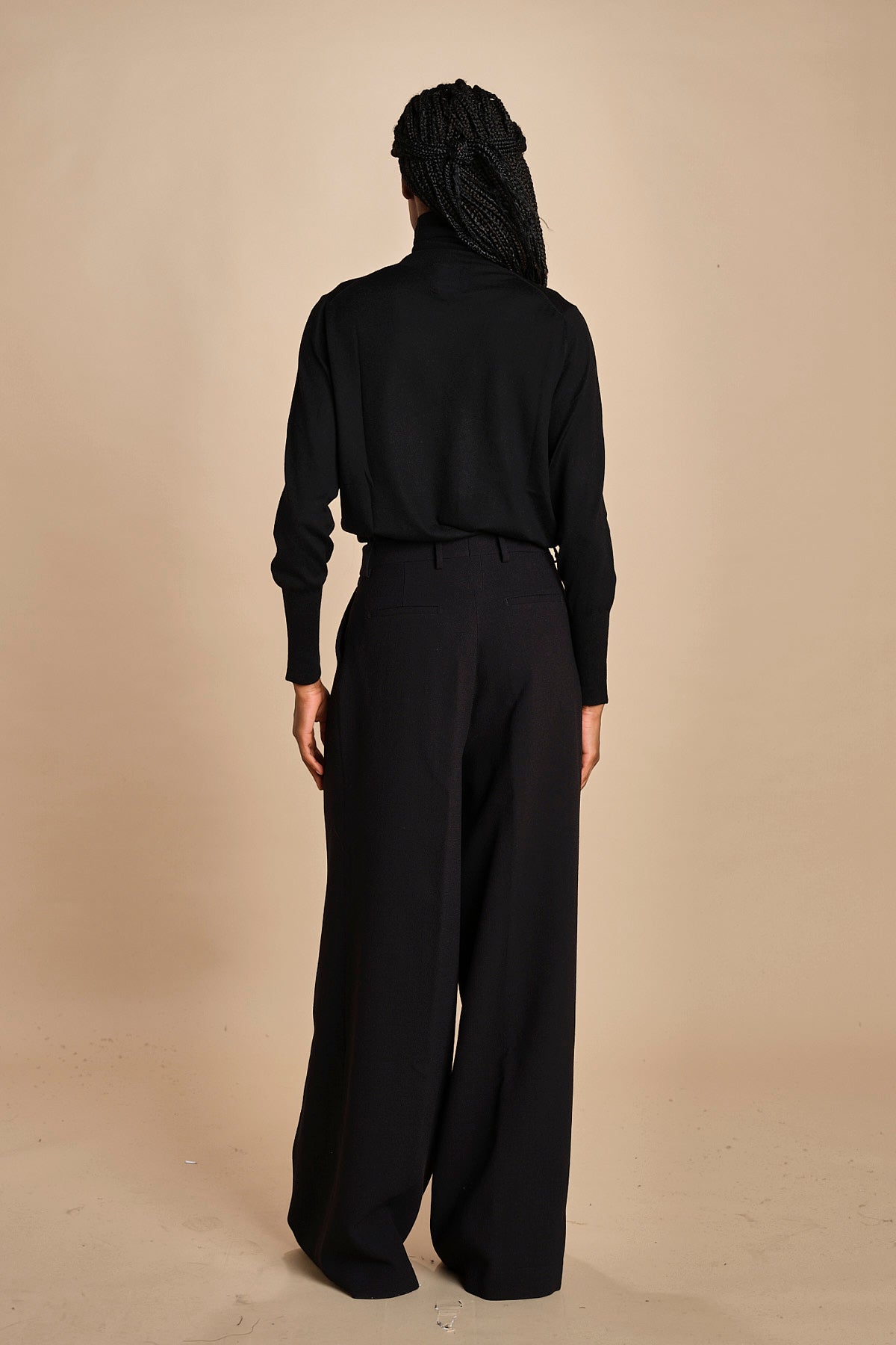 pantalone con pinces in lana NINA PLEAT CA1398 BLACK berwich 