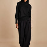pantalone con pinces in lana NINA PLEAT CA1398 BLACK berwich 