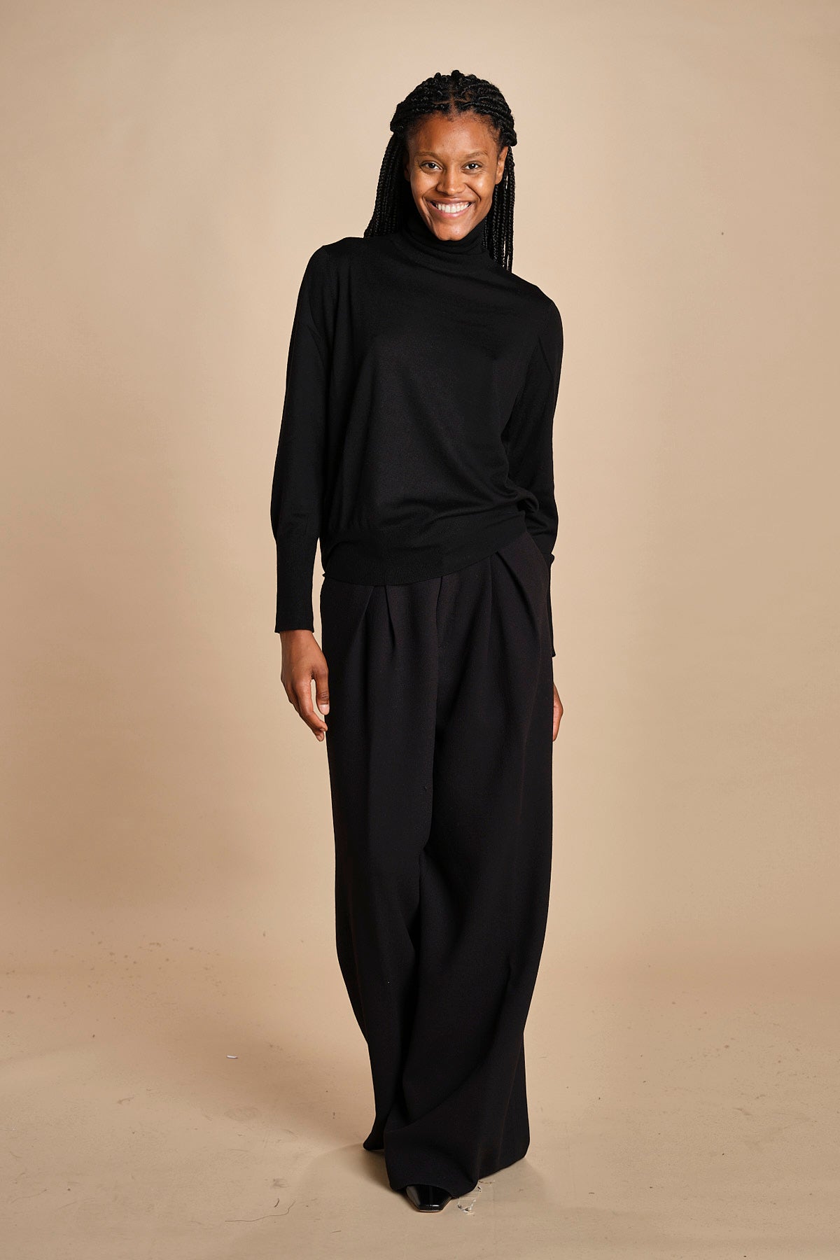 pantalone con pinces in lana NINA PLEAT CA1398 BLACK berwich 