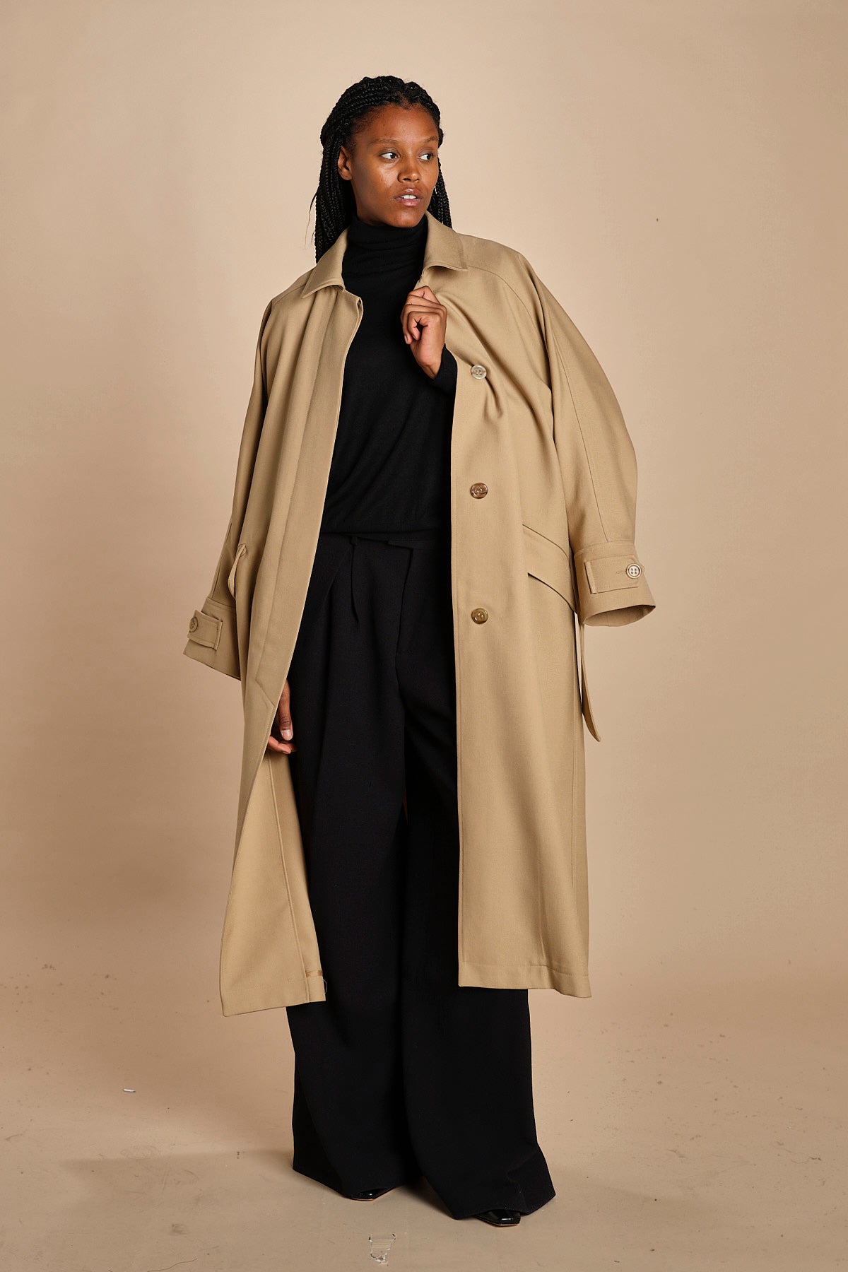 pantalone con pinces in lana NINA PLEAT CA1398 BLACK berwich 