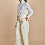 pantalone con pinces in lana NINA PLEAT CA1398 CHALK berwich 