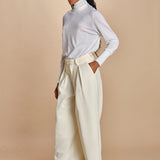 pantalone con pinces in lana NINA PLEAT CA1398 CHALK berwich 