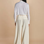 pantalone con pinces in lana NINA PLEAT CA1398 CHALK berwich 