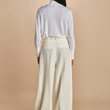 pantalone con pinces in lana NINA PLEAT CA1398 CHALK berwich 