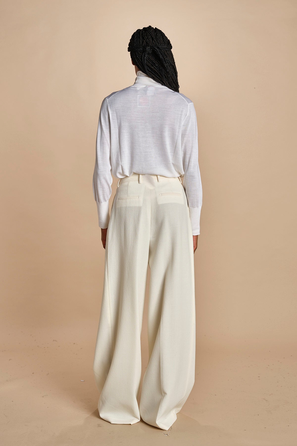 pantalone con pinces in lana NINA PLEAT CA1398 CHALK berwich 