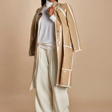pantalone con pinces in lana NINA PLEAT CA1398 CHALK berwich 