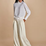 pantalone con pinces in lana NINA PLEAT CA1398 CHALK berwich 