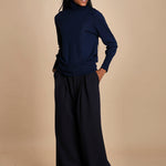 pantalone con pinces in lana NINA PLEAT CA1398 NAVY berwich 