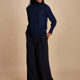 pantalone con pinces in lana NINA PLEAT CA1398 NAVY berwich 