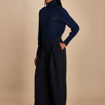 pantalone con pinces in lana NINA PLEAT CA1398 NAVY berwich 