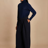 pantalone con pinces in lana NINA PLEAT CA1398 NAVY berwich 