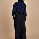 pantalone con pinces in lana NINA PLEAT CA1398 NAVY berwich 