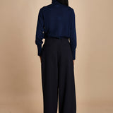pantalone con pinces in lana NINA PLEAT CA1398 NAVY berwich 
