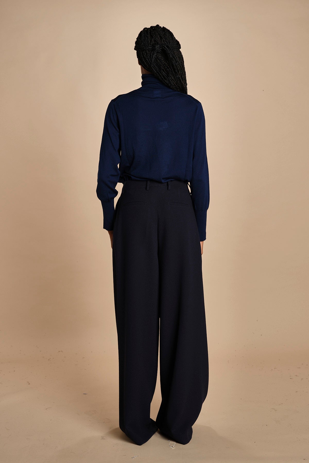 pantalone con pinces in lana NINA PLEAT CA1398 NAVY berwich 