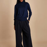 pantalone con pinces in lana NINA PLEAT CA1398 NAVY berwich 