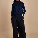 pantalone con pinces in lana NINA PLEAT CA1398 NAVY berwich 