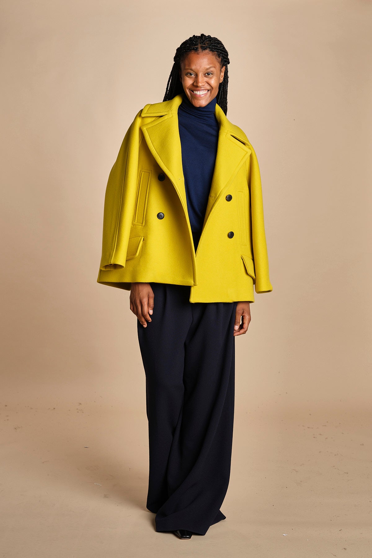 pantalone con pinces in lana NINA PLEAT CA1398 NAVY berwich 