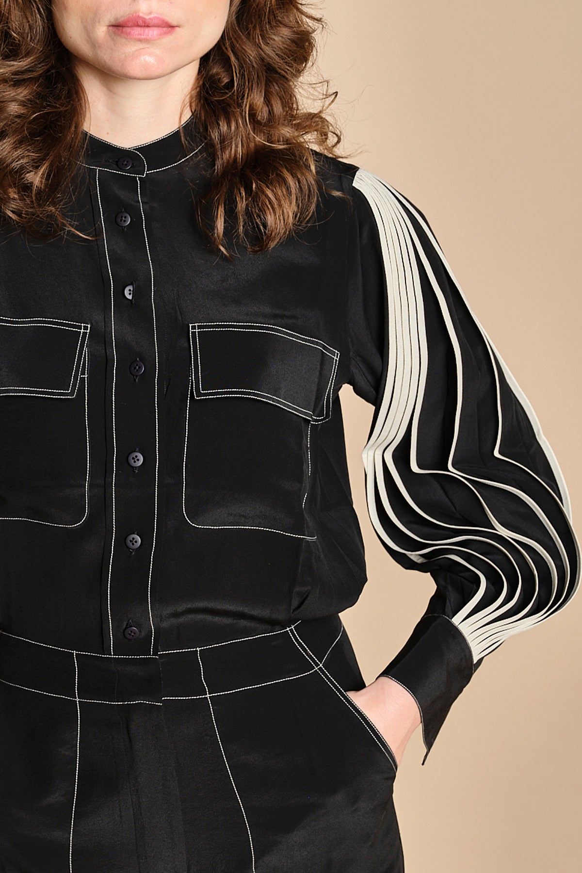 tuta con manica plisse BL_2269J BLACK bodice 