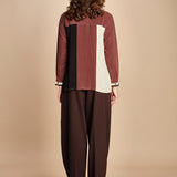 camicia con collo a pannelli BL_3261T BROWN bodice 