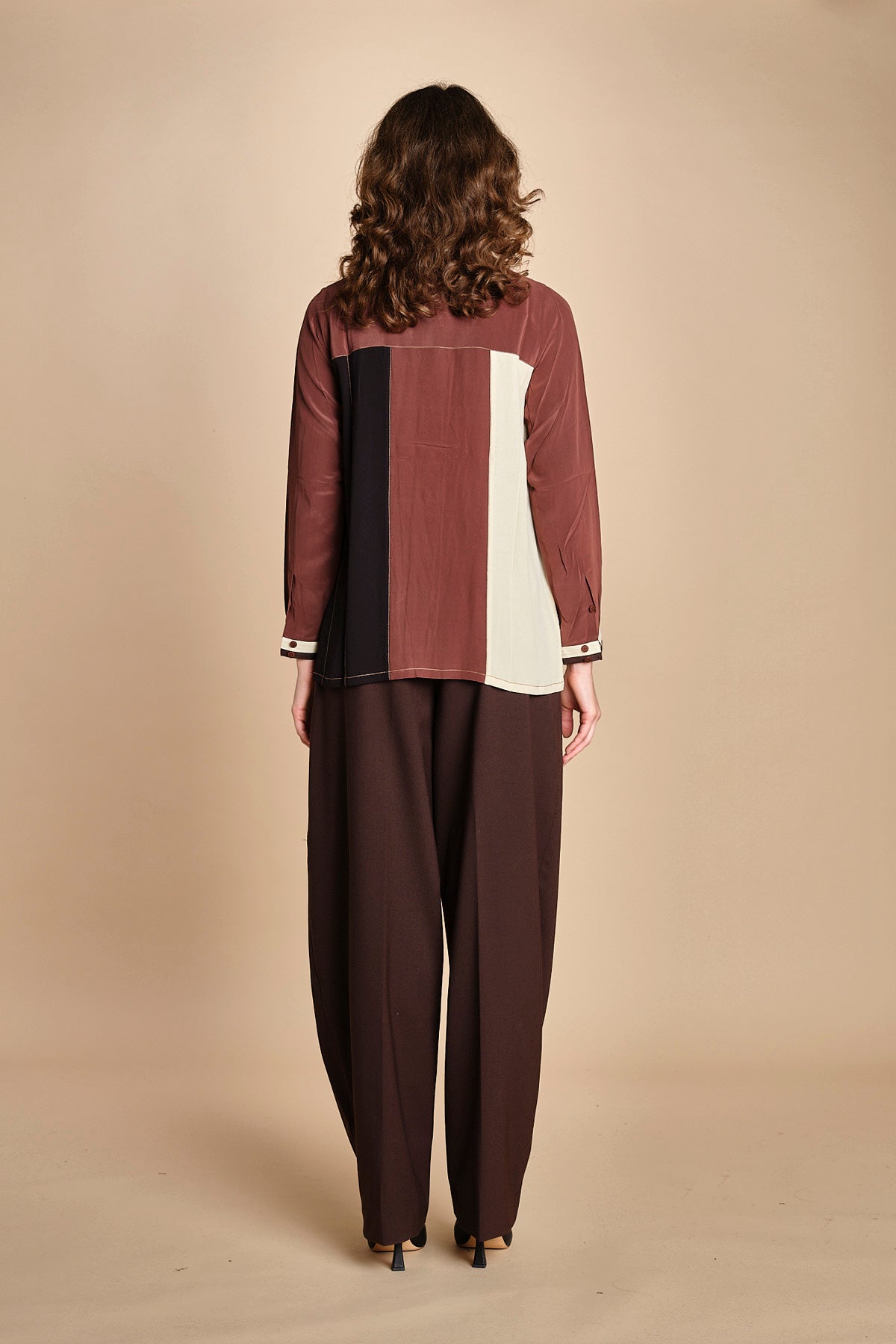camicia con collo a pannelli BL_3261T BROWN bodice 