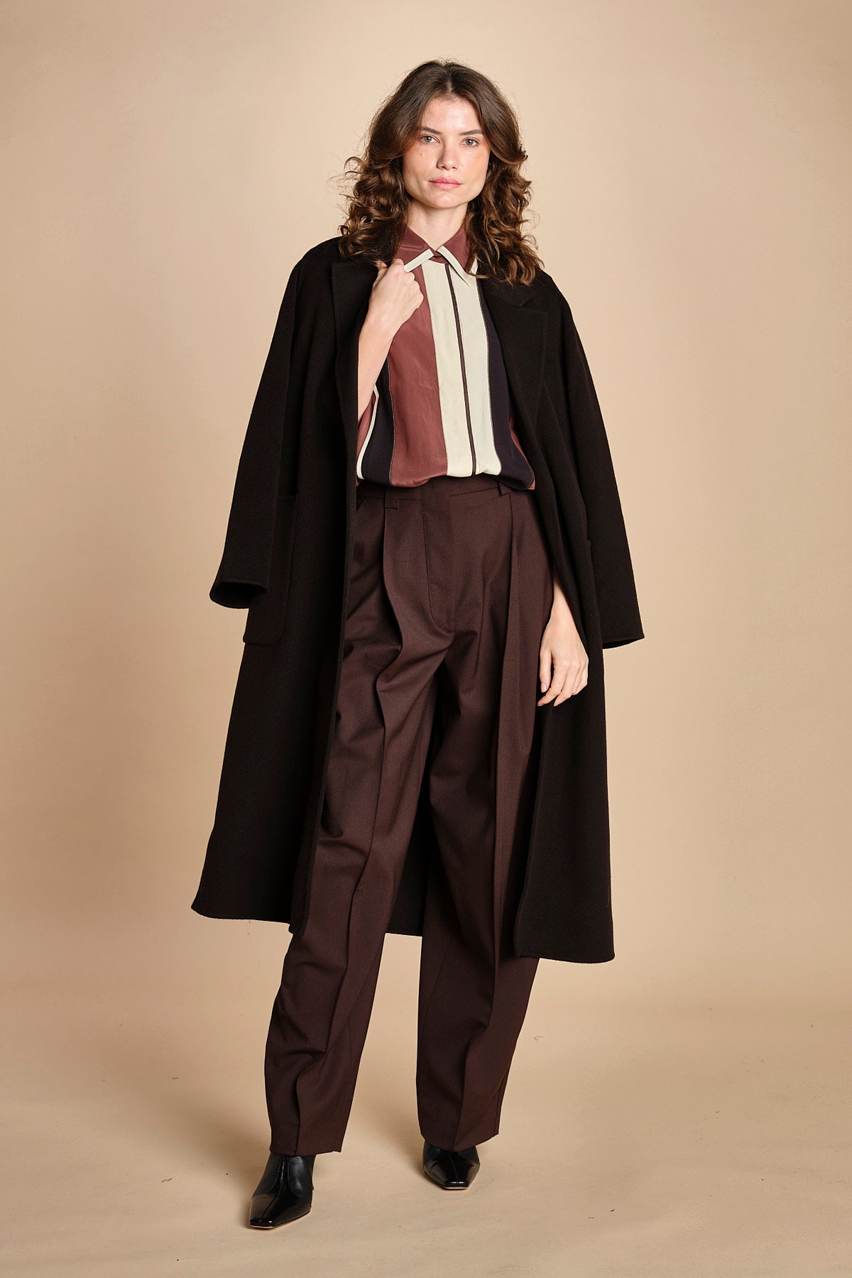camicia con collo a pannelli BL_3261T BROWN bodice 