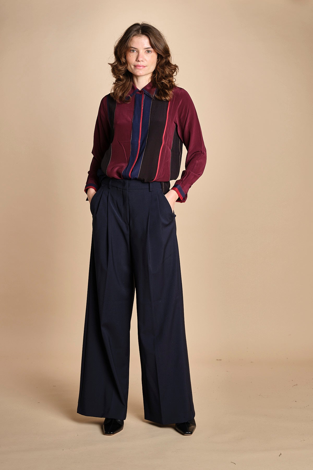 camicia con collo a pannelli BL_3261T BURGUNDY bodice 