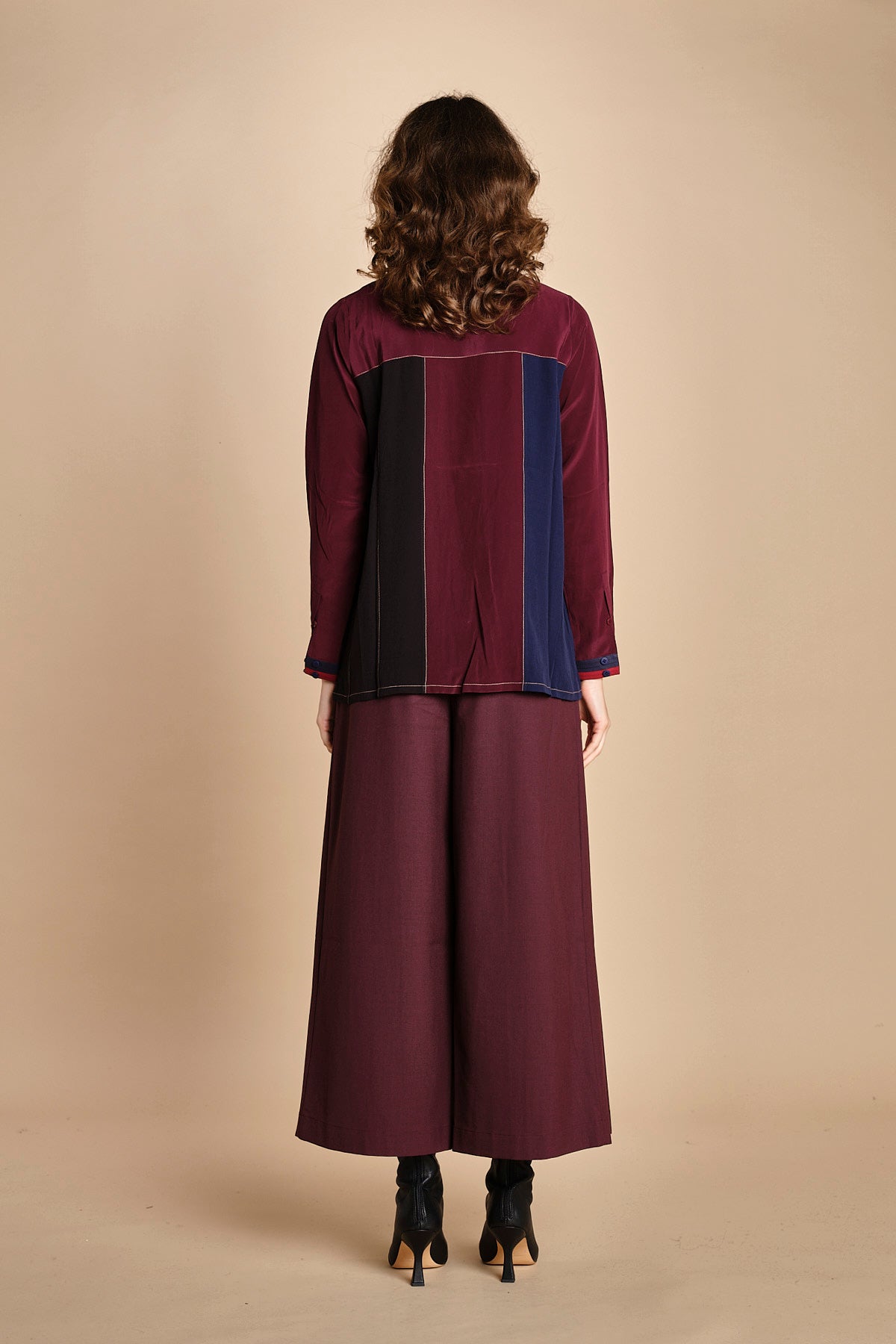 camicia con collo a pannelli BL_3261T BURGUNDY bodice 