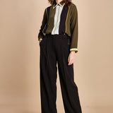 camicia con collo a pannelli BL_3261T OLIVA bodice 
