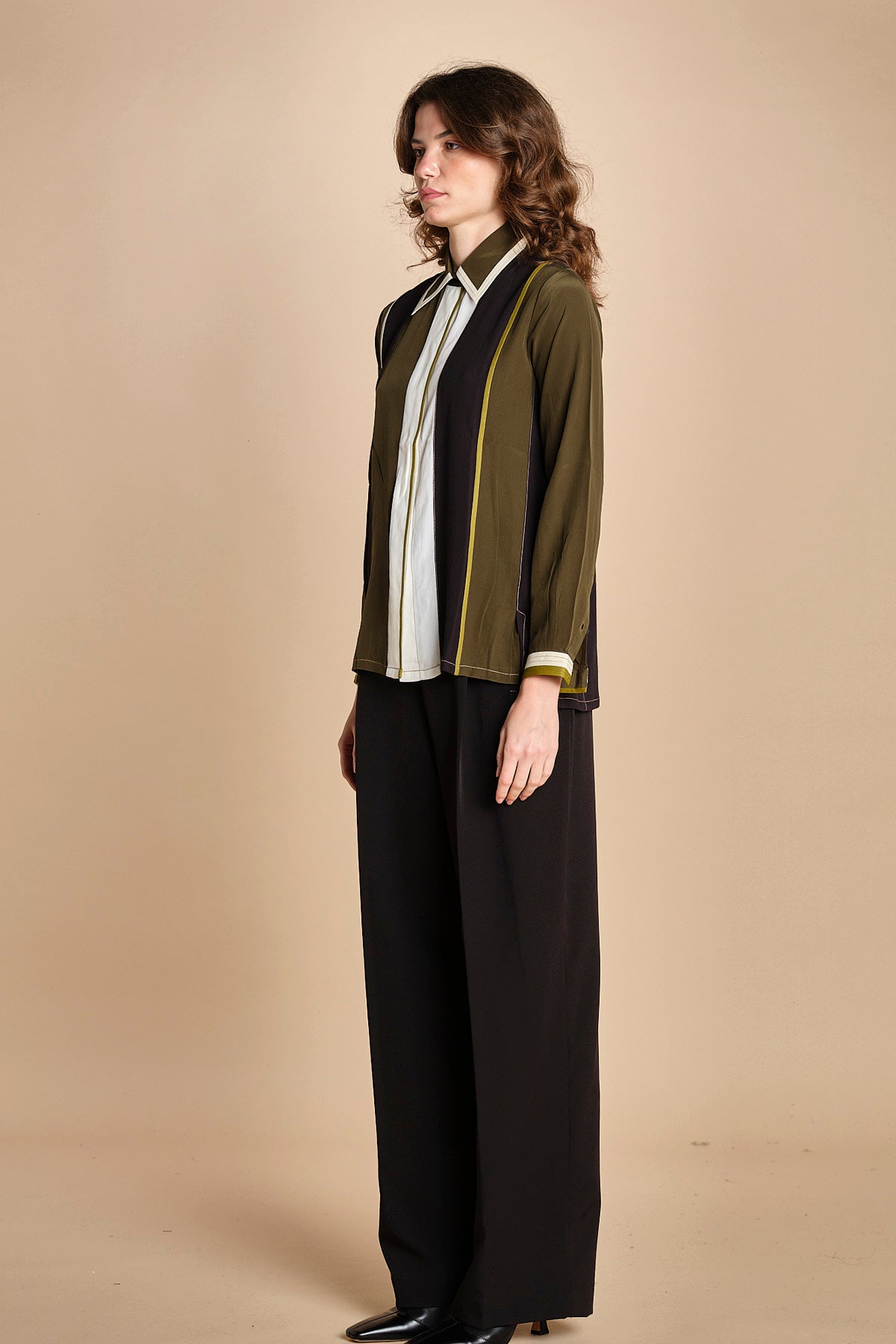 camicia con collo a pannelli BL_3261T OLIVA bodice 
