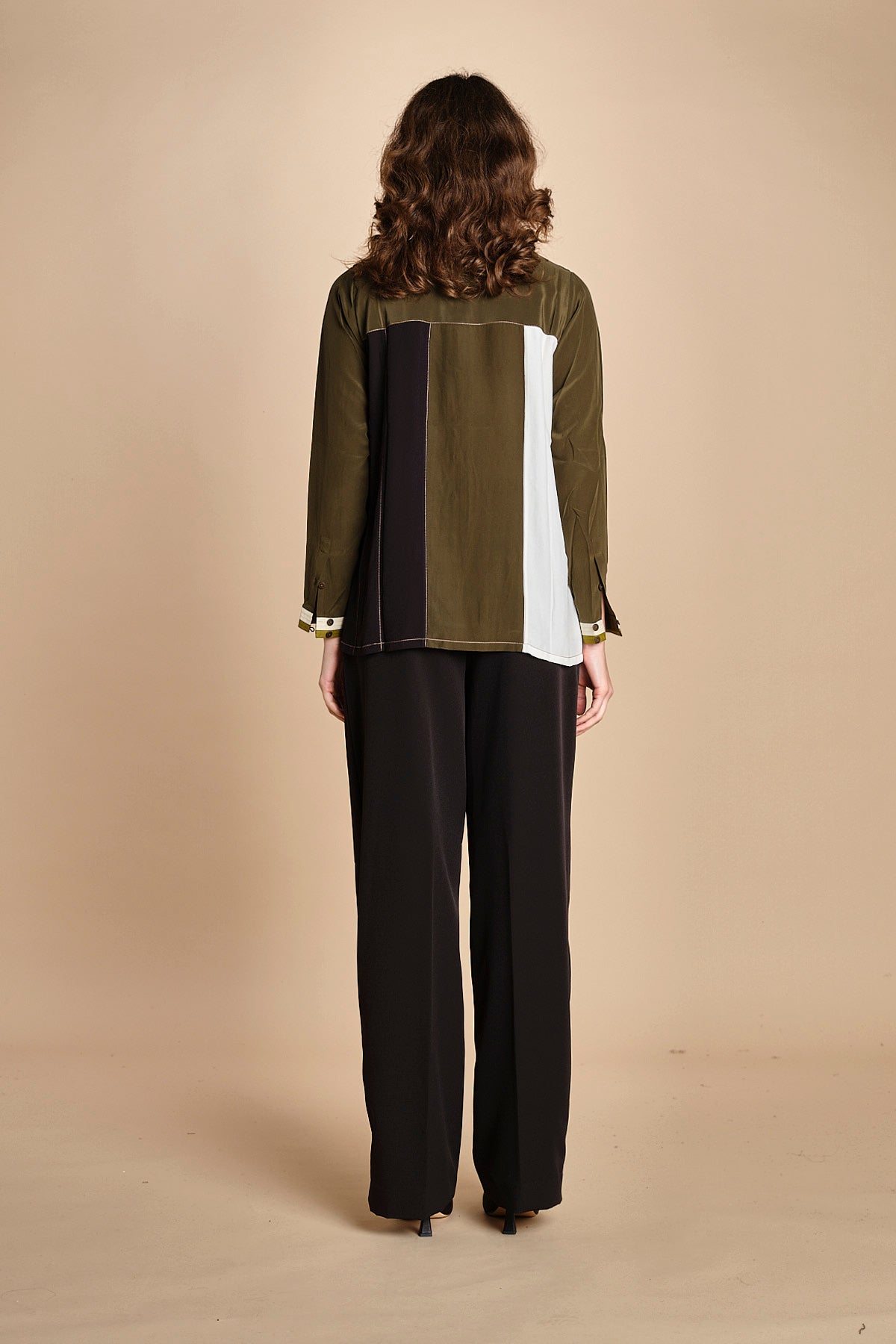 camicia con collo a pannelli BL_3261T OLIVA bodice 
