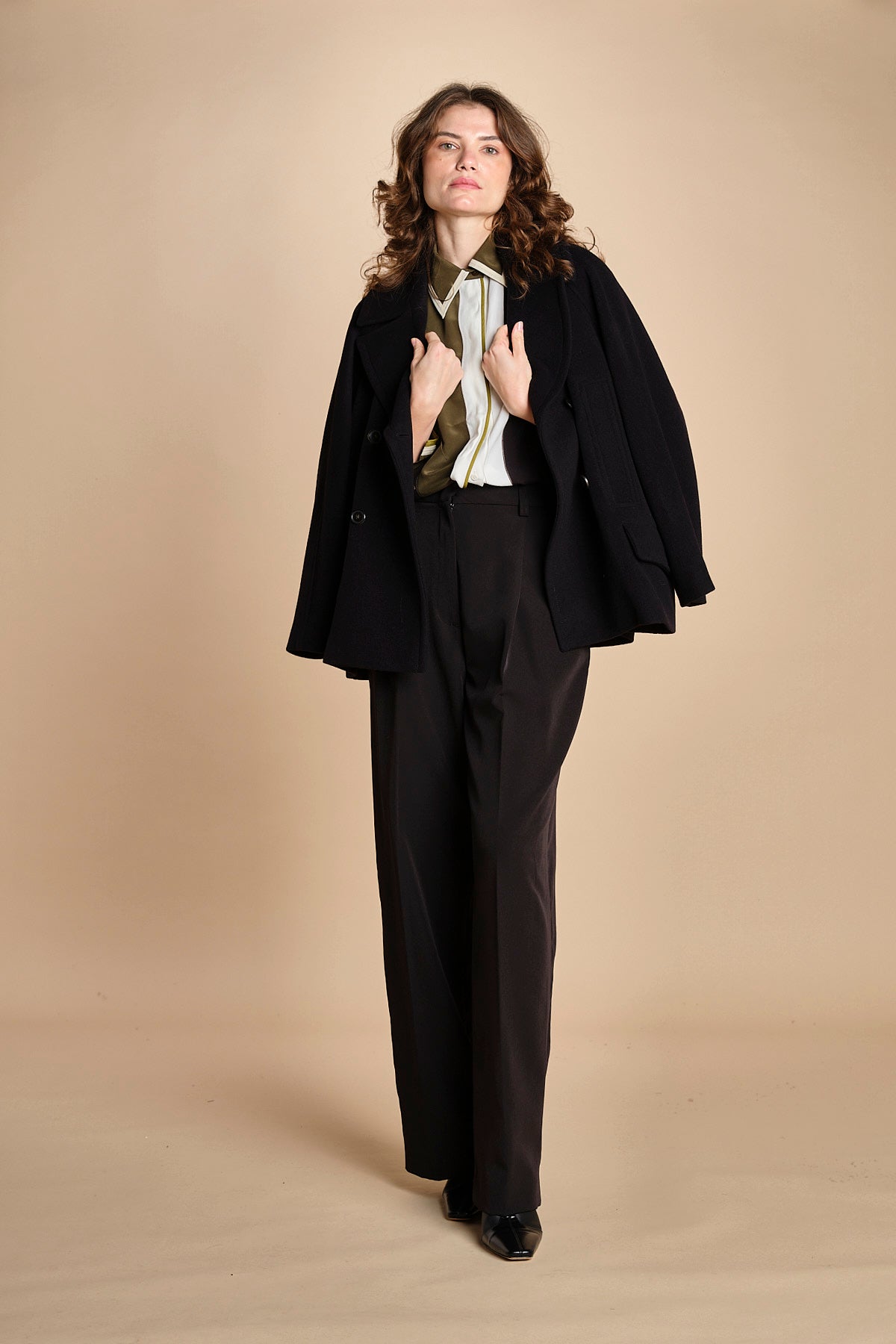 camicia con collo a pannelli BL_3261T OLIVA bodice 