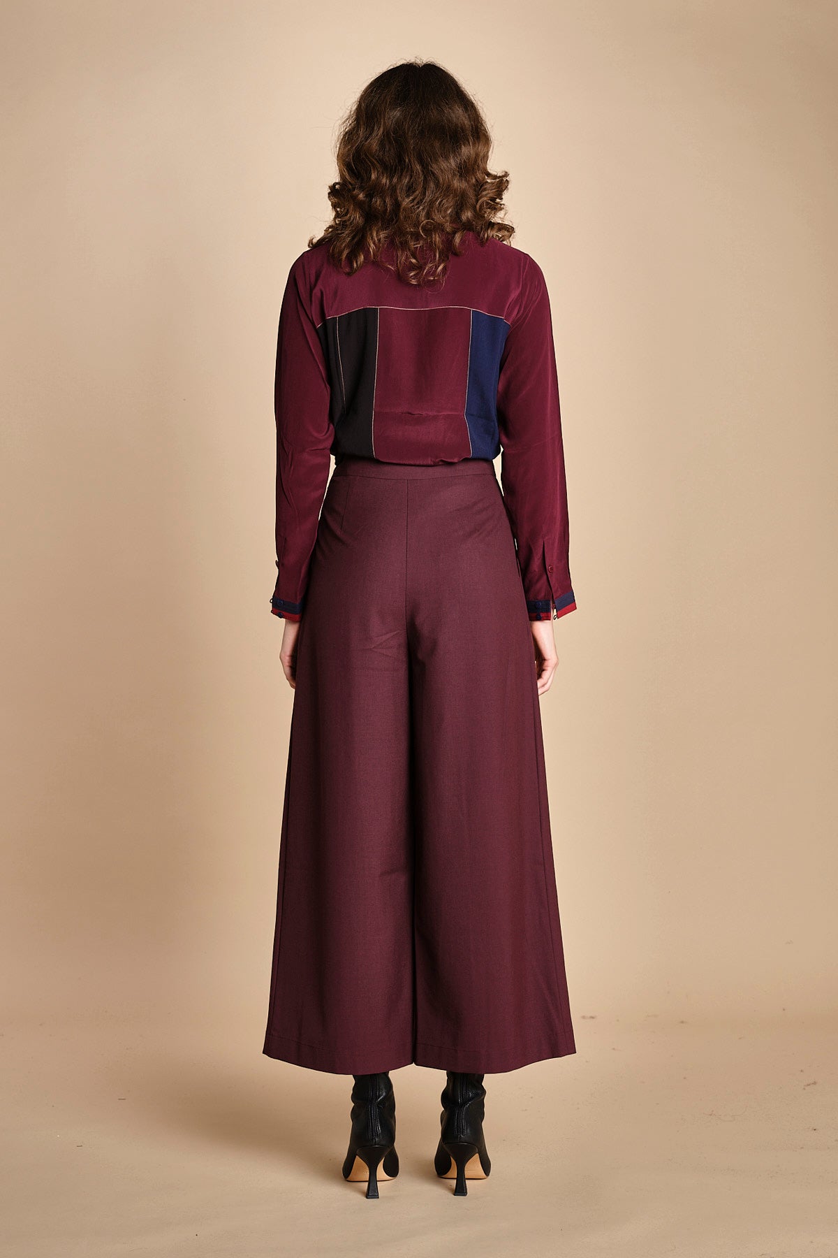 pantalone con sfondo piega BY_1779P BURGUNDI bodice 