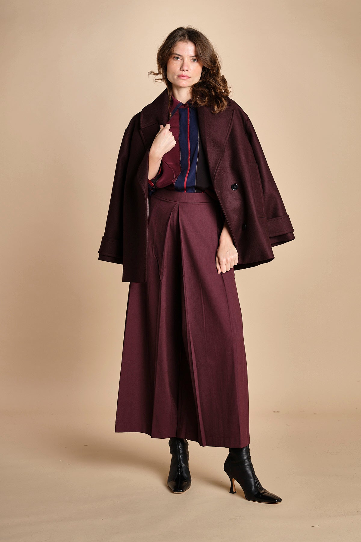 pantalone con sfondo piega BY_1779P BURGUNDI bodice 