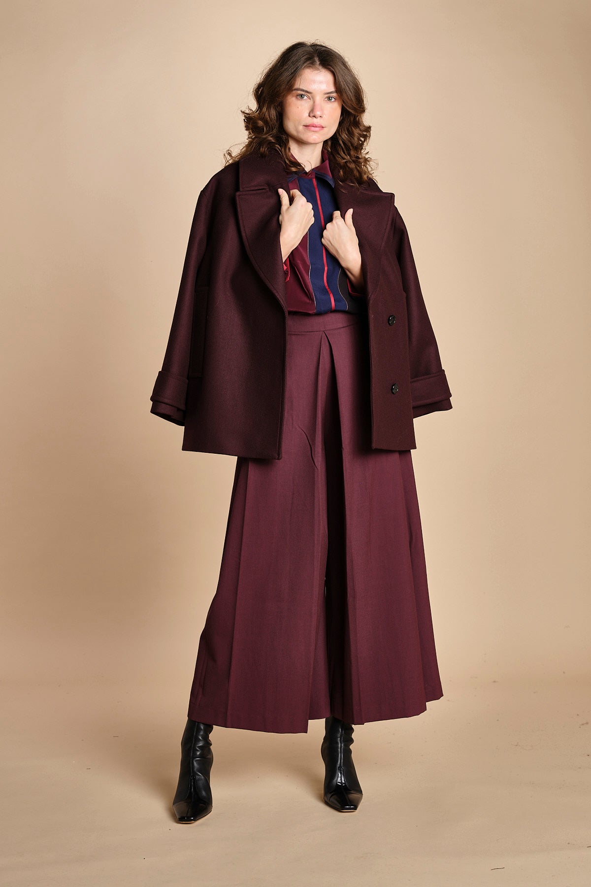 pantalone con sfondo piega BY_1779P BURGUNDI bodice 