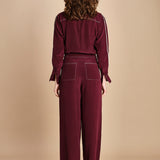 tuta con manica plisse BY_2269J BURGUNDY bodice 