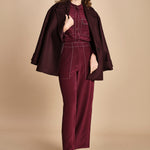 tuta con manica plisse BY_2269J BURGUNDY bodice 