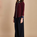 camicia con collo e polsi a contrasto CR_3069T BURGUNDY bodice 