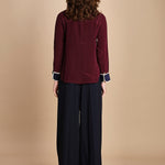 camicia con collo e polsi a contrasto CR_3069T BURGUNDY bodice 