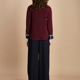 camicia con collo e polsi a contrasto CR_3069T BURGUNDY bodice 