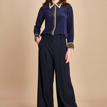 camicia con collo e polsi a contrasto CR_3069T NAVY bodice 
